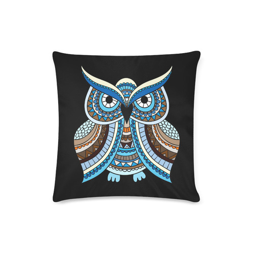 Cute Blue Owl Custom Zippered Pillow Case 16"x16" (one side)