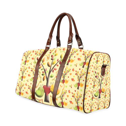 Autumn BIG LOVE Pattern TREEs, BIRDs and HEARTS Waterproof Travel Bag/Large (Model 1639)