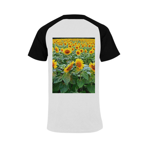 Sunflower Field Men's Raglan T-shirt Big Size (USA Size) (Model T11)