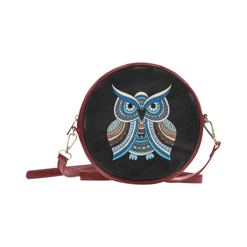 Cute Blue Owl Round Sling Bag (Model 1647)