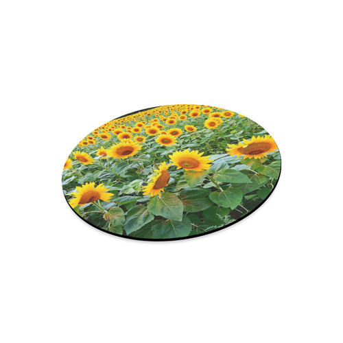 Sunflower Field Round Mousepad
