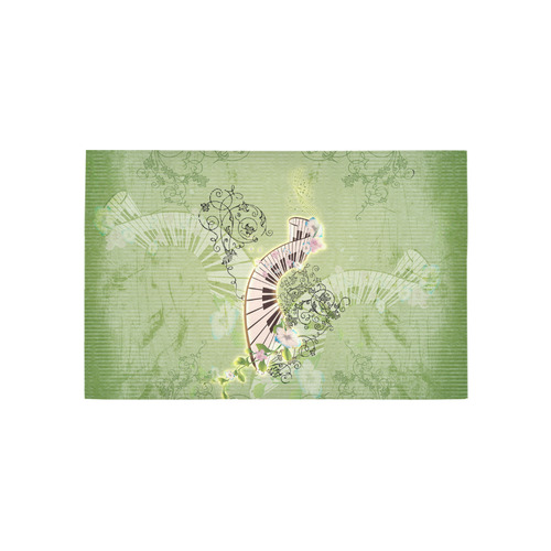 Wonderful piano with flowers on green background Area Rug 5'x3'3''