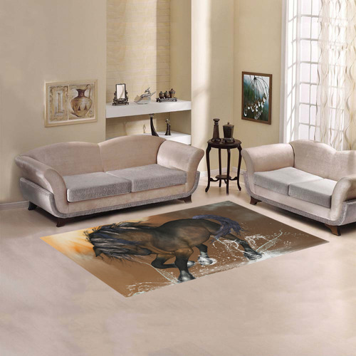 Horse with water splash Area Rug 5'x3'3''