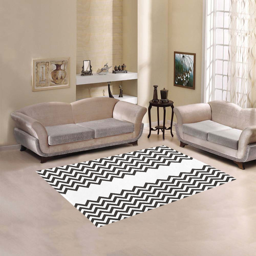 HIPSTER zigzag chevron pattern black & white Area Rug 5'3''x4'