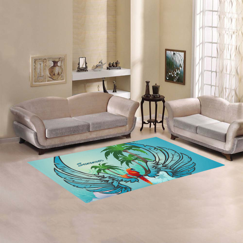 Parrot with palm and wings Area Rug 5'x3'3''