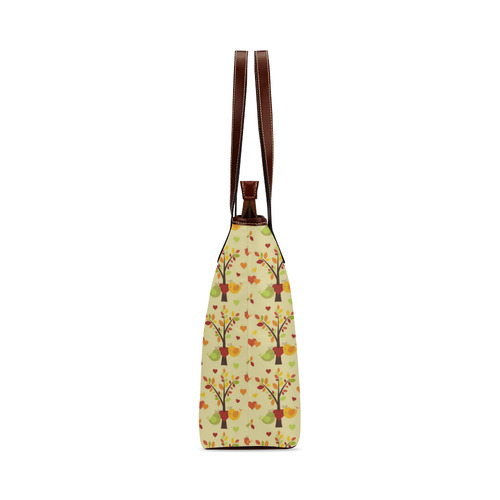 Autumn BIG LOVE Pattern TREEs, BIRDs and HEARTS Shoulder Tote Bag (Model 1646)