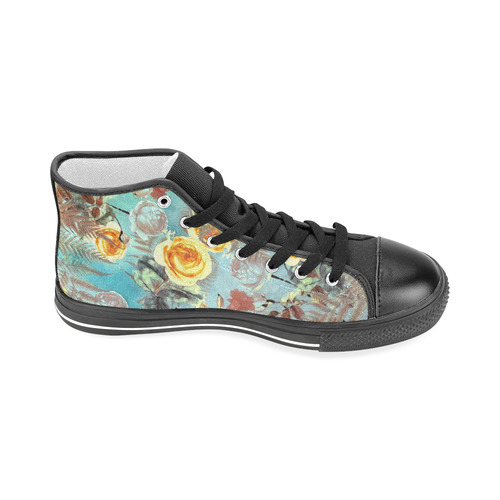 flowers 3 Men’s Classic High Top Canvas Shoes (Model 017)