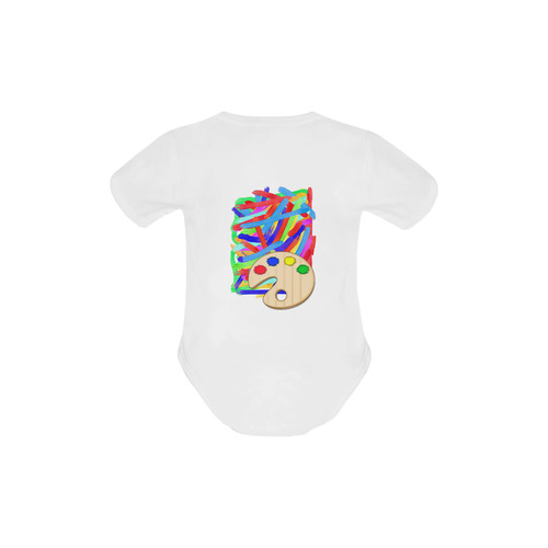 Colorful Finger Painting  with Artists Palette Baby Powder Organic Short Sleeve One Piece (Model T28)