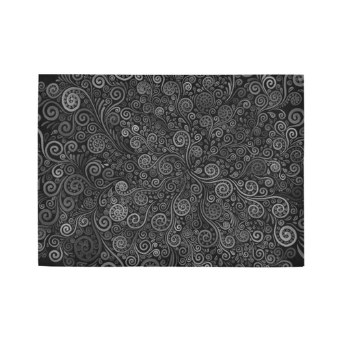 Black and White Rose Area Rug7'x5'