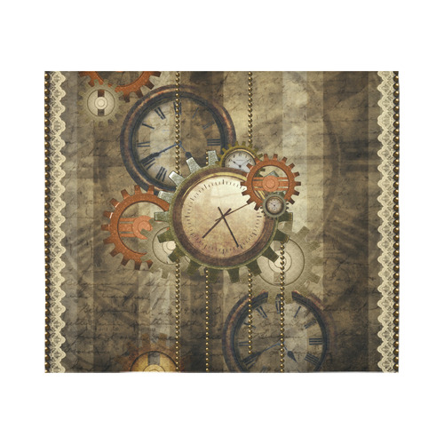 Steampunk, wonderful noble desig, clocks and gears Cotton Linen Wall Tapestry 60"x 51"