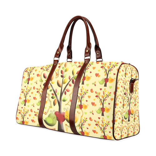 Autumn BIG LOVE Pattern TREEs, BIRDs and HEARTS Waterproof Travel Bag/Large (Model 1639)