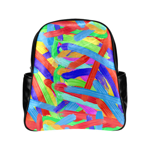 Colorful Finger Painting Multi-Pockets Backpack (Model 1636)