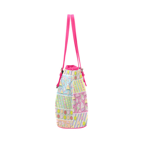 Candy, Cupcakes and Ice Cream Leather Tote Bag/Large (Model 1651)