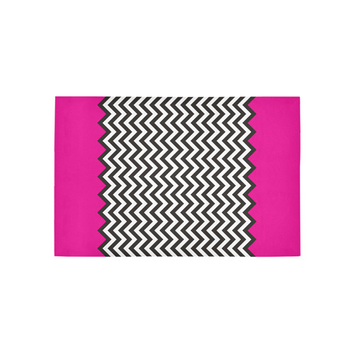 HIPSTER zigzag chevron pattern black & white Area Rug 5'x3'3''