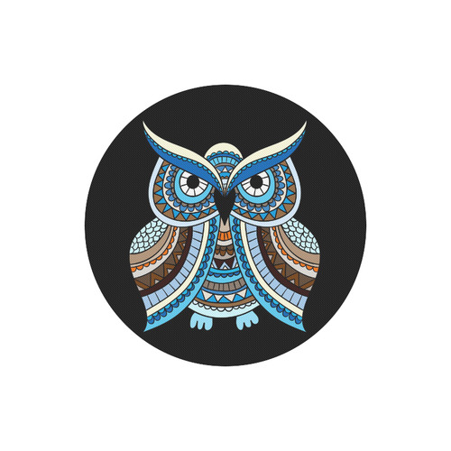 Cute Blue Owl Round Mousepad