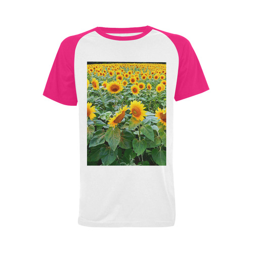 Sunflower Field Men's Raglan T-shirt Big Size (USA Size) (Model T11)
