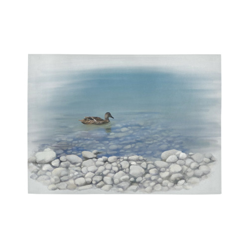 Swimming Duck, watercolor Area Rug7'x5'