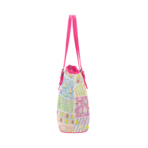 Candy, Cupcakes and Ice Cream Leather Tote Bag/Large (Model 1651)