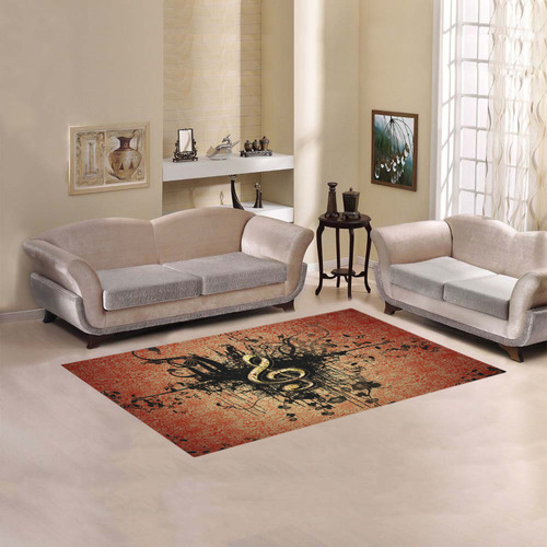 Decorative clef with floral elements and grunge Area Rug 5'x3'3''