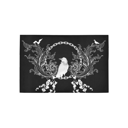 Crow in black and white Area Rug 5'x3'3''