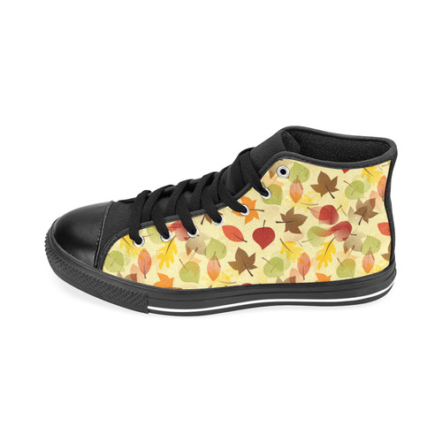 Autumn flat LEAVES Pattern Men’s Classic High Top Canvas Shoes /Large Size (Model 017)