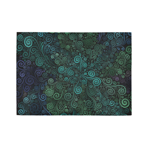 Turquoise 3D Rose Area Rug7'x5'
