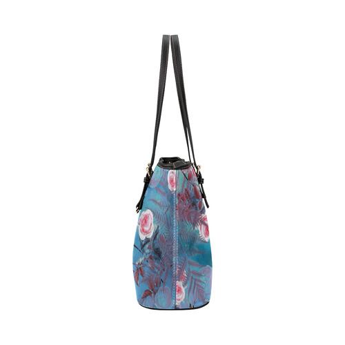 flowers 4 Leather Tote Bag/Large (Model 1651)