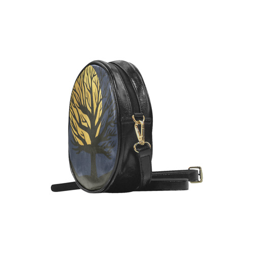 Spooky Tree (Yellow) Round Sling Bag (Model 1647)