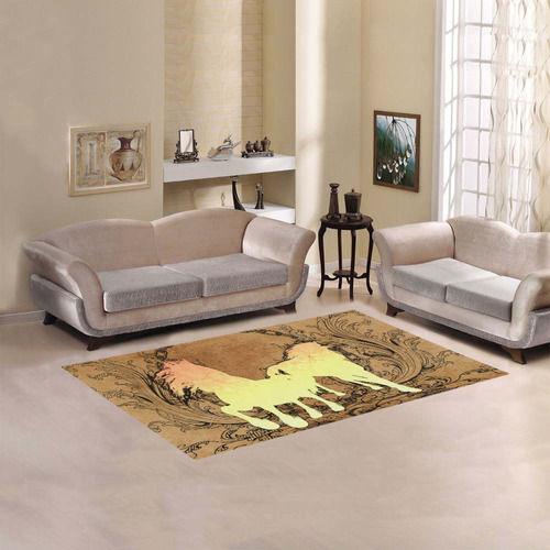 Beautiful horse silhouette in yellow colors Area Rug 5'x3'3''