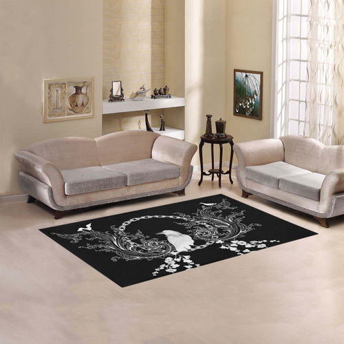 Crow in black and white Area Rug 5'x3'3''