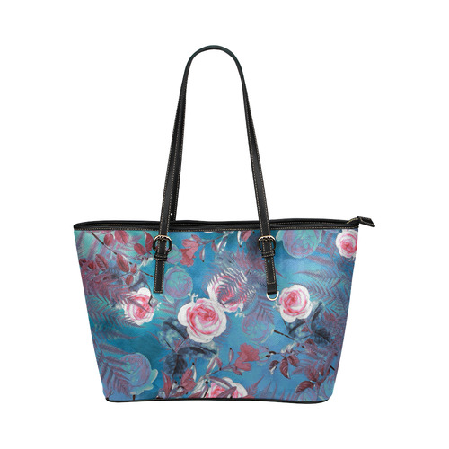 flowers 4 Leather Tote Bag/Large (Model 1651)