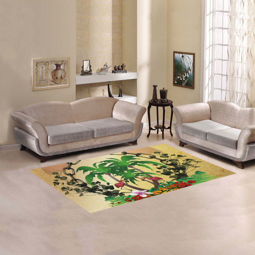 Tropical design, flamingos and palm trees Area Rug 5'x3'3''