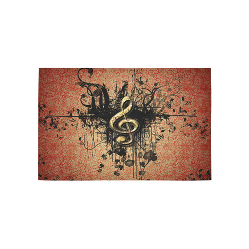 Decorative clef with floral elements and grunge Area Rug 5'x3'3''