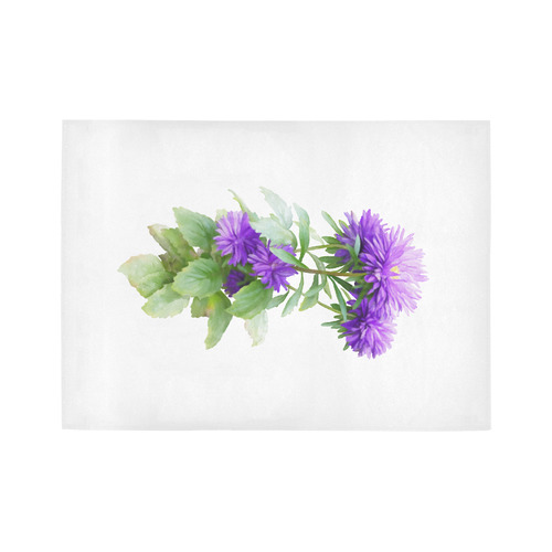 Purple Garden Flowers, watercolors Area Rug7'x5'