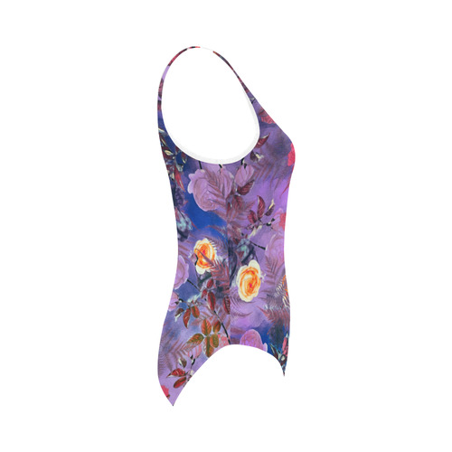 flowers 1 Vest One Piece Swimsuit (Model S04)