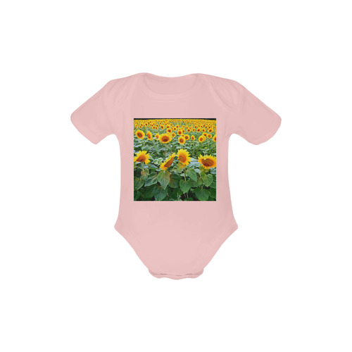 Sunflower Field Baby Powder Organic Short Sleeve One Piece (Model T28)