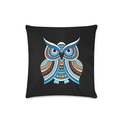 Cute Blue Owl Custom Zippered Pillow Case 16"x16"(Twin Sides)