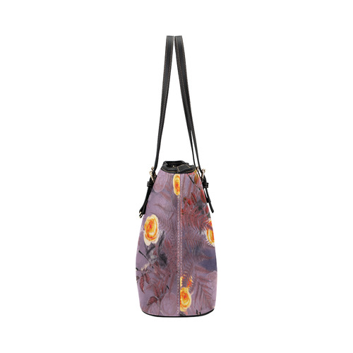 flowers 2 Leather Tote Bag/Large (Model 1651)