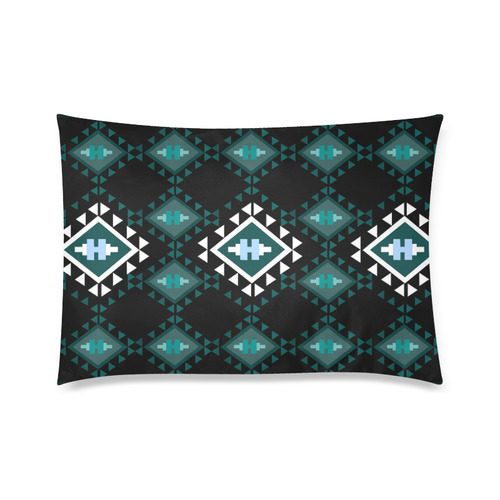 Turquoise and black Balkan kilim lucky charm pattern Custom Zippered Pillow Case 20"x30"(Twin Sides)