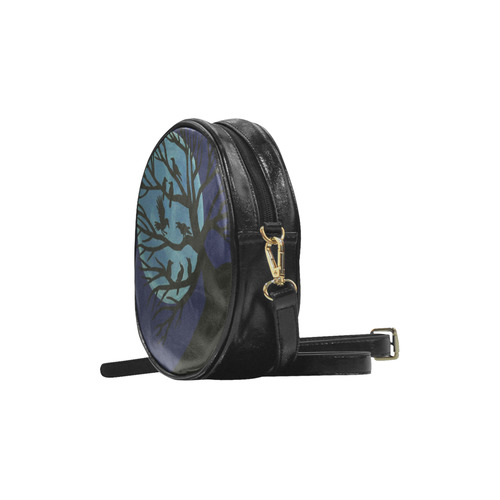 Spooky Raven Tree Round Sling Bag (Model 1647)