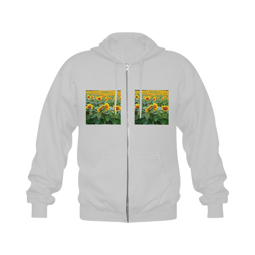 Sunflower Field Gildan Full Zip Hooded Sweatshirt (Model H02)