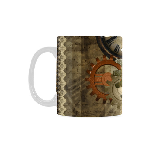 Steampunk, wonderful noble desig, clocks and gears White Mug(11OZ)