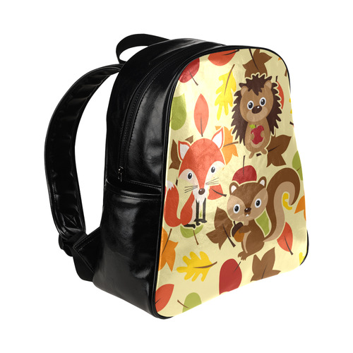Autumn Leaves Pattern + HEDGEHOG FOX SQUIRREL Multi-Pockets Backpack (Model 1636)
