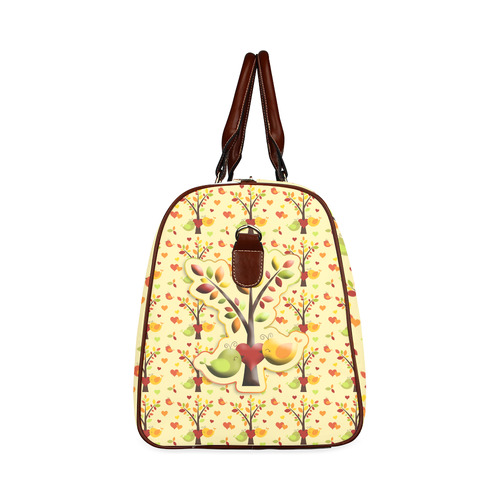 Autumn BIG LOVE Pattern TREEs, BIRDs and HEARTS Waterproof Travel Bag/Large (Model 1639)