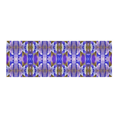 Blue White Abstract Flower Pattern Area Rug 9'6''x3'3''