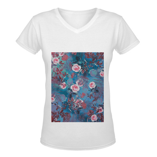 flowers 4 Women's Deep V-neck T-shirt (Model T19)