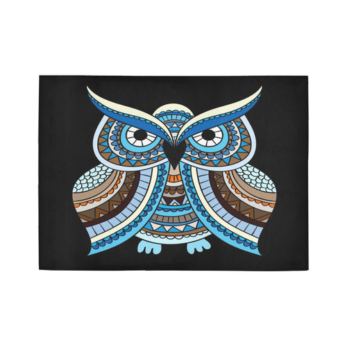 Cute Blue Owl Landscape Area Rug7'x5'