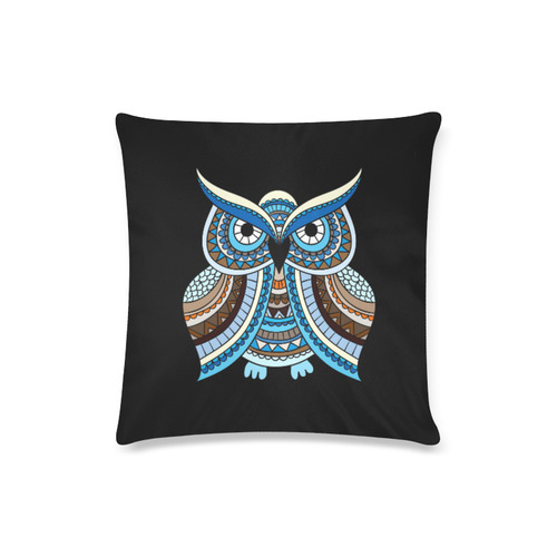 Cute Blue Owl Custom Zippered Pillow Case 16"x16"(Twin Sides)