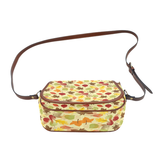 Autumn flat LEAVES Pattern Saddle Bag/Small (Model 1649) Full Customization