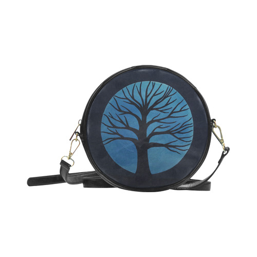Spooky Tree (Blue) Round Sling Bag (Model 1647)